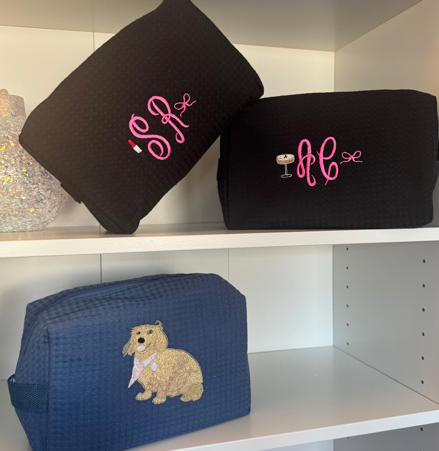 Custom Waffle Travel/Toiletry/Makeup Pouches