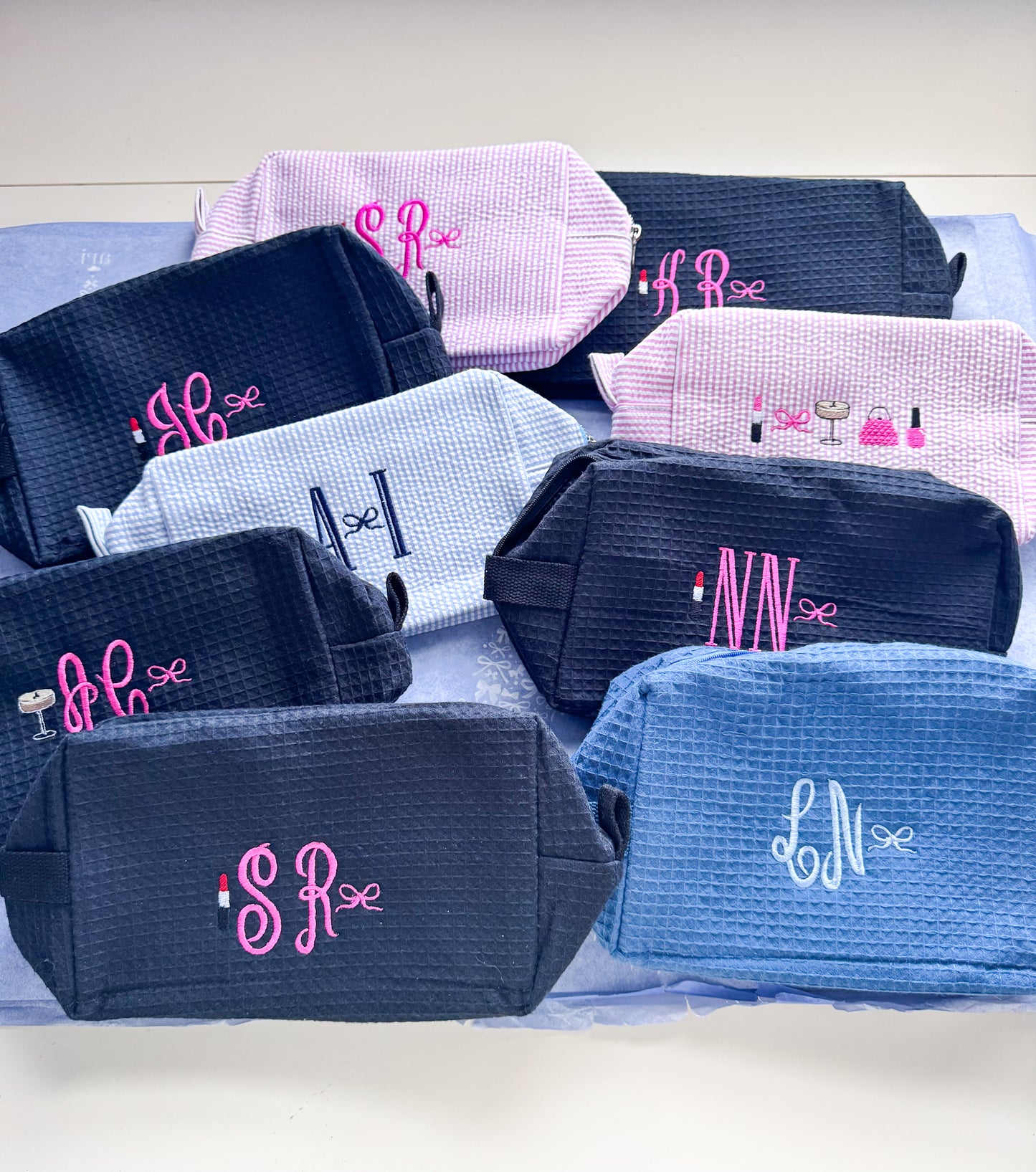 Custom Waffle Travel/Toiletry/Makeup Pouches