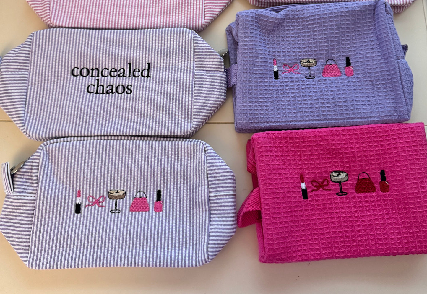 Custom Waffle Travel/Toiletry/Makeup Pouches