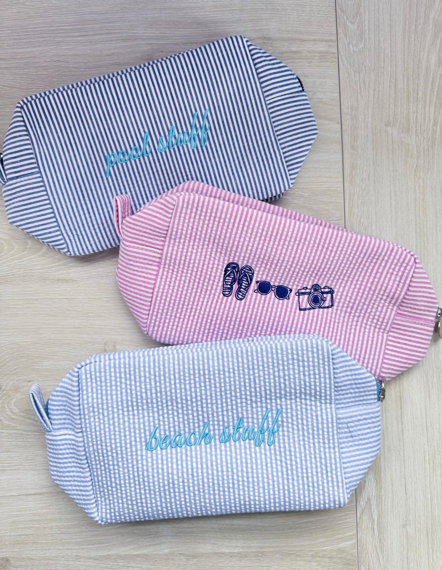 Seersucker Striped Pouches