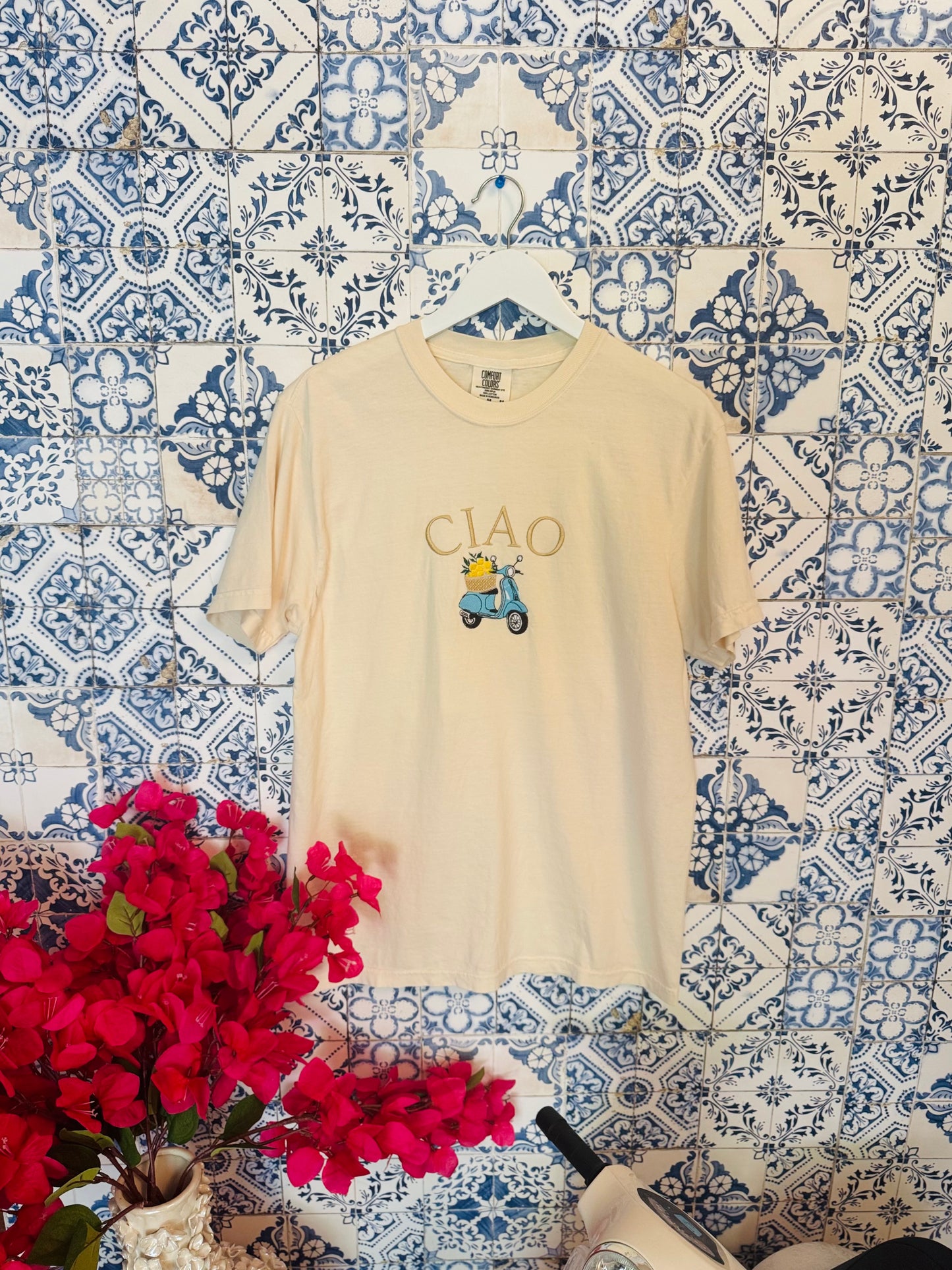 CIAO with Vespa Embroidered ADULT SWEATSHIRT/T-SHIRT