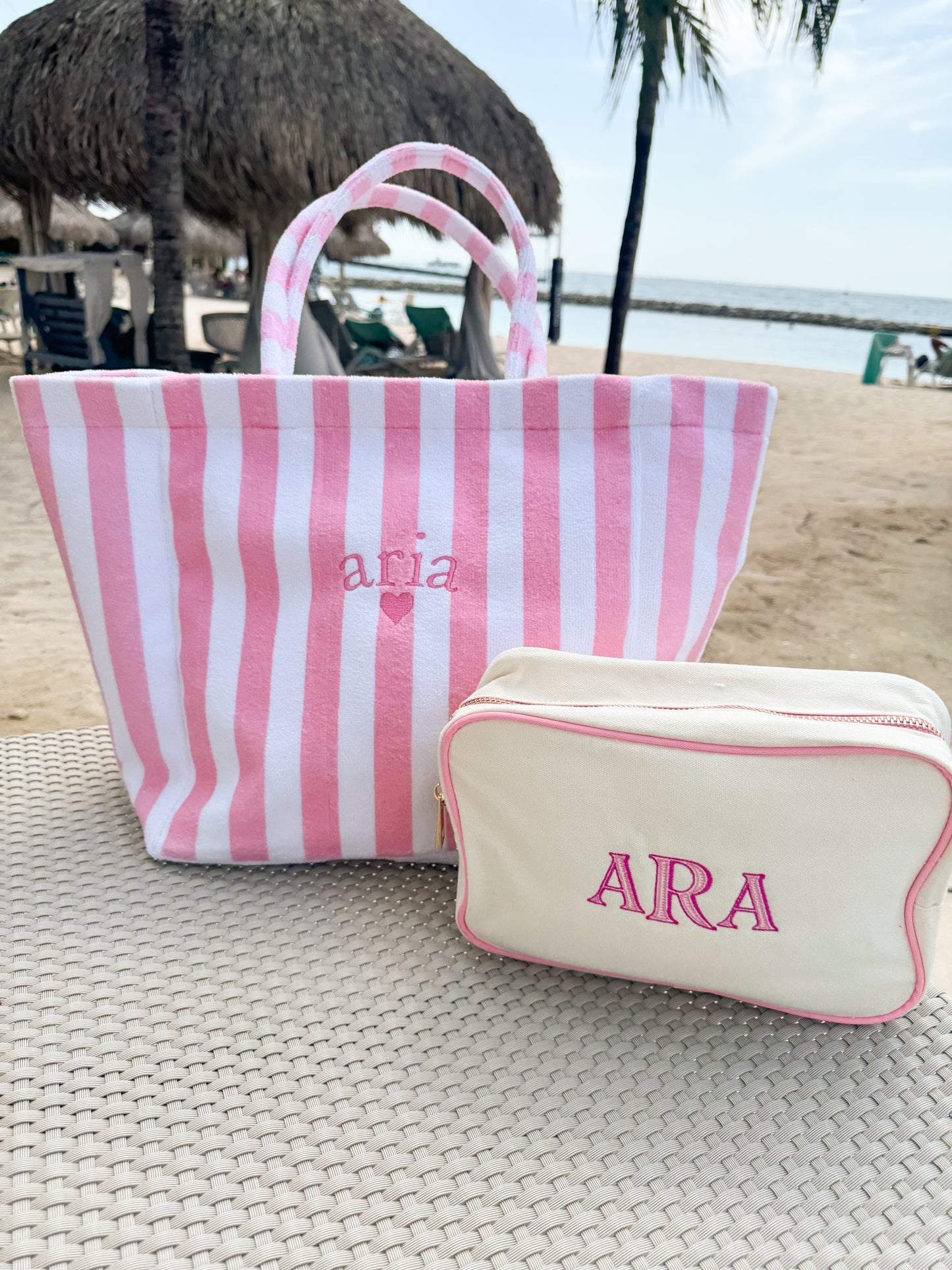 Fleece Terry Striped Tote