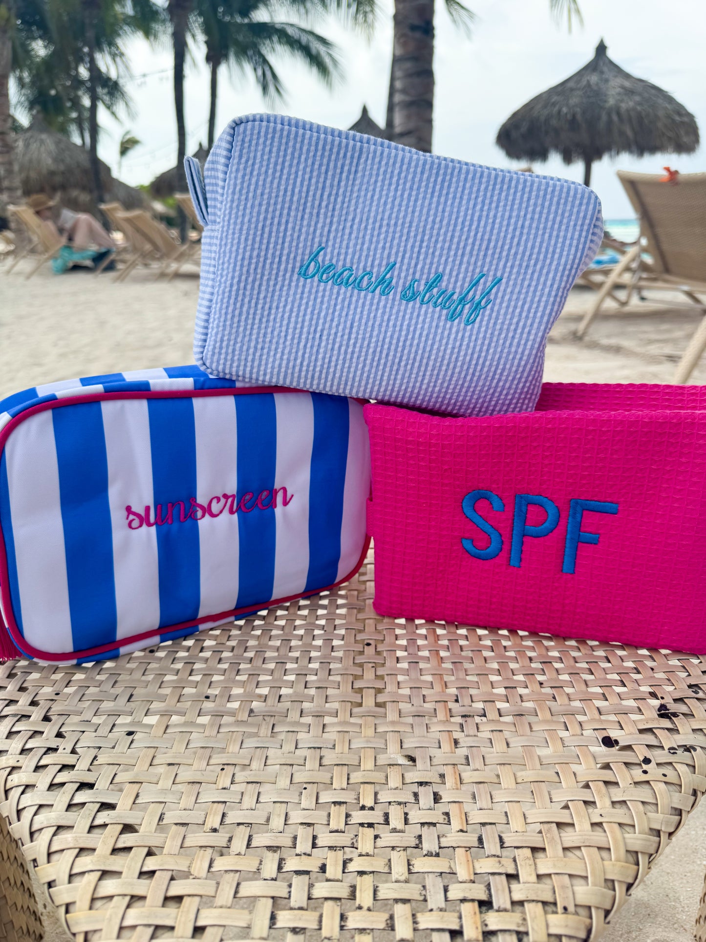 Seersucker Striped Pouches